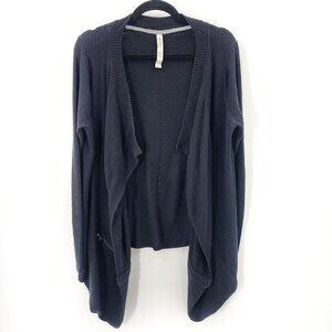 LULULEMON Wrap Cardigan Rib Knit Thumholes With Cashmere Black